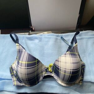 Plaid Underwire Bra - Blue and Yellow Aerie